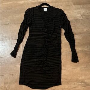 Nicole miller large Studio Black Striped Long Sleeve Dress